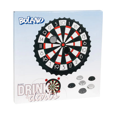 Juego de beber «Drink & Dart» (diana de 25 cm, 6 tapones de cerveza)