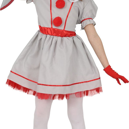 Vestido de Halloween blanco para niña, estilo vintage de payaso