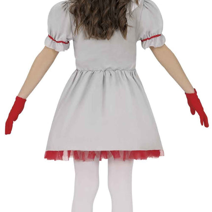 Vestido de Halloween blanco para niña, estilo vintage de payaso