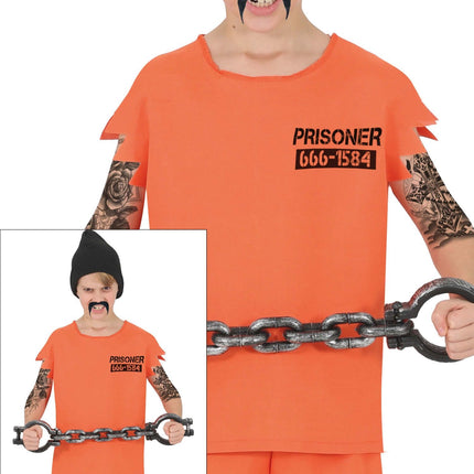 Disfraz de Halloween de preso naranja para niño