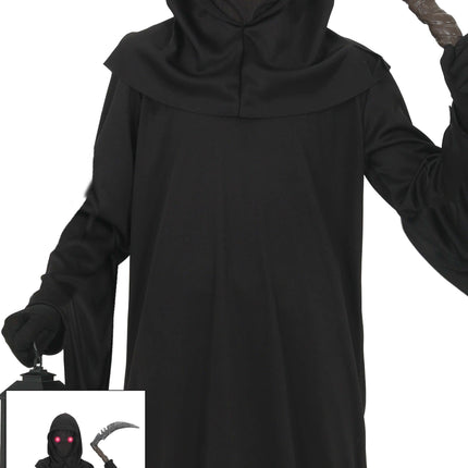 Disfraz de Halloween negro para niño con ojos rojo oscuro