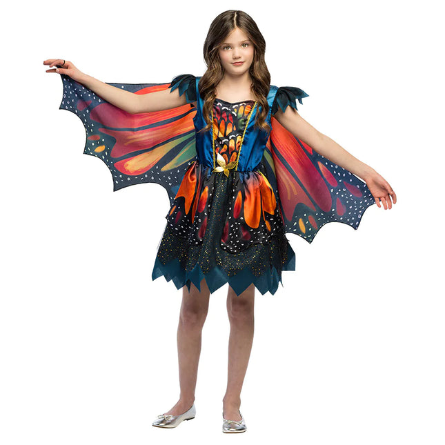Vestido Mariposa Negro Naranja Niña