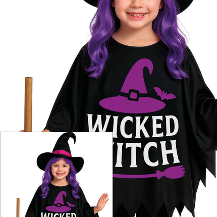Poncho de Halloween para niña, de bruja