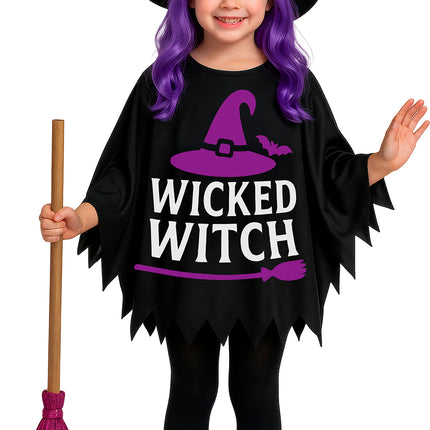 Poncho de Halloween para niña, de bruja