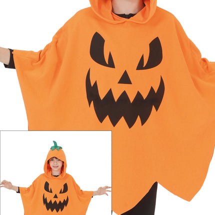 Poncho de Halloween para niños con forma de calabaza