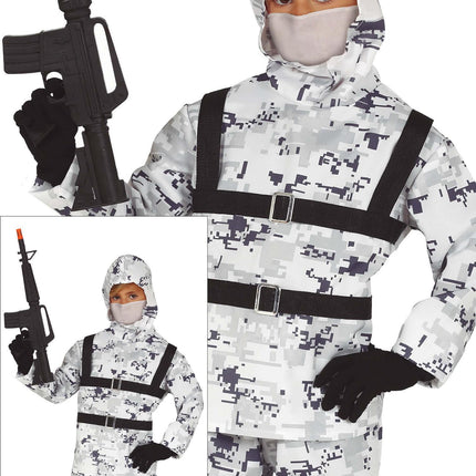 Disfraz de Soldado Niño Blanco Gris