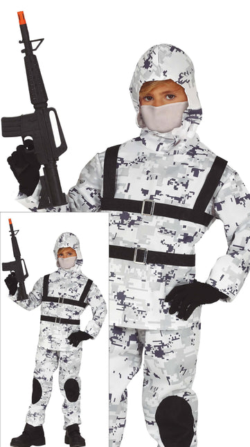Disfraz de Soldado Niño Blanco Gris