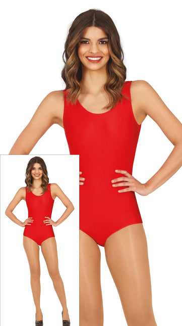 Leotardo rojo sin mangas para mujer