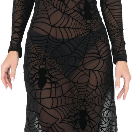 Vestido de Halloween negro para mujer, estilo gótico, con encaje