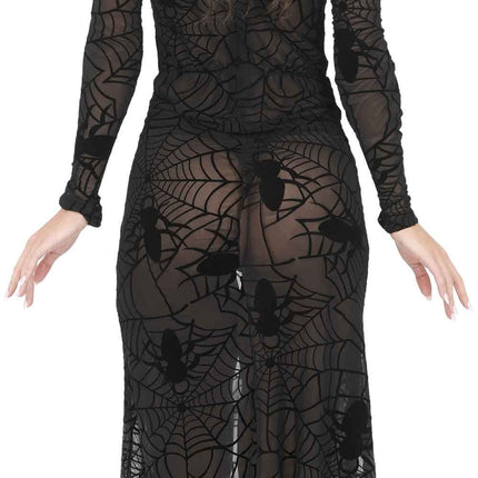 Vestido de Halloween negro para mujer, estilo gótico, con encaje