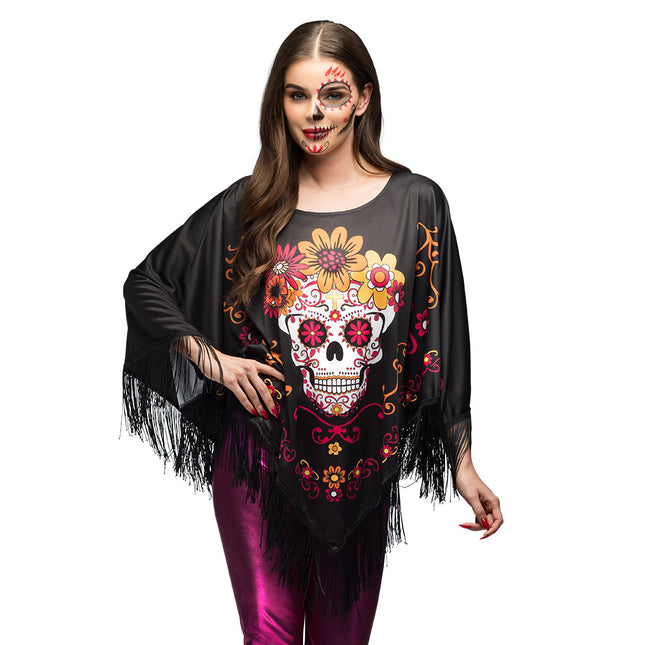Poncho Negro Día de los Muertos