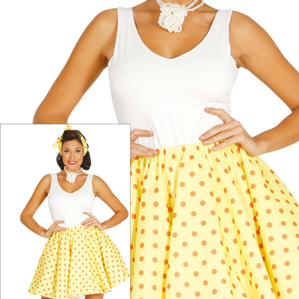 Conjunto Disfraz Grease Amarillo Años 50 Señoras L