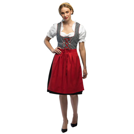 Vestido Dirndl Rojo Oktoberfest Gris Frau