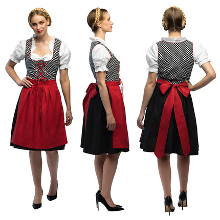 Vestido Dirndl Rojo Oktoberfest Gris Frau