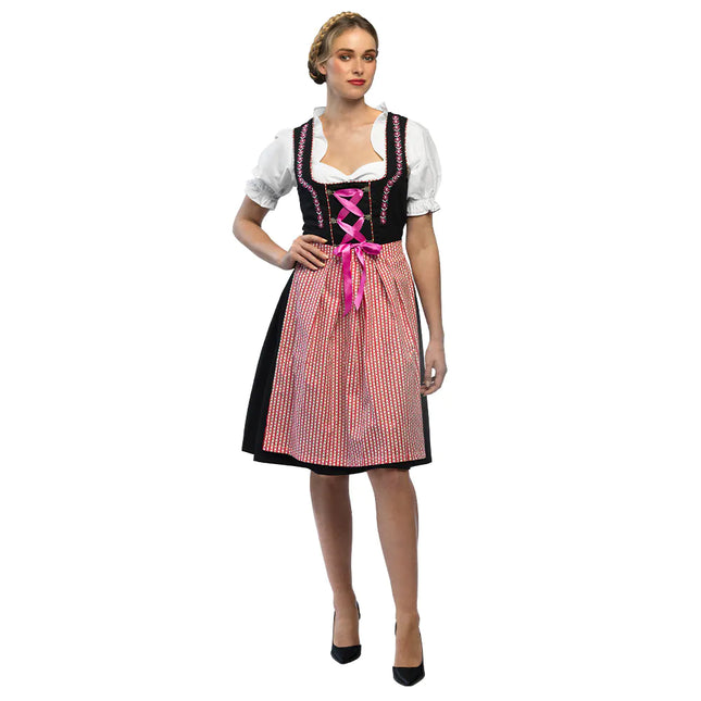 Vestido Dirndl Rojo Negro Oktoberfest Señoras