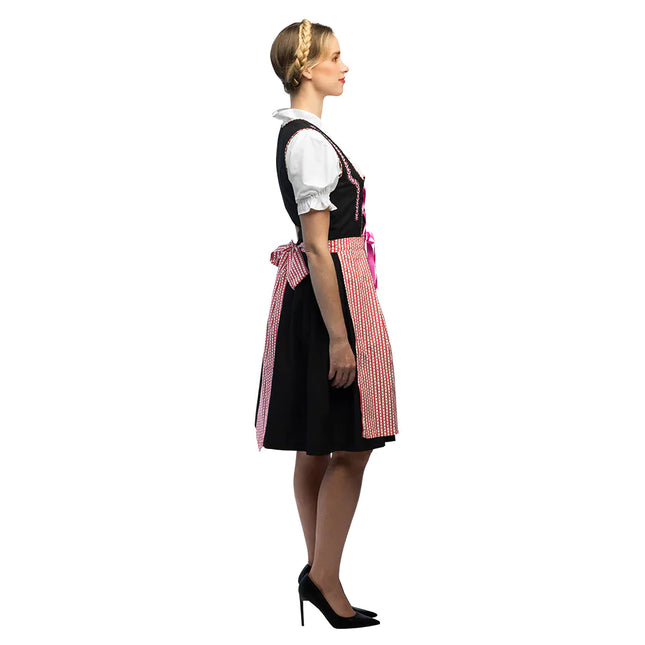 Vestido Dirndl Rojo Negro Oktoberfest Señoras