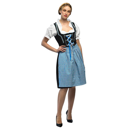 Negro Azul Vestido Dirndl Oktoberfest Señoras