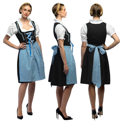 Negro Azul Vestido Dirndl Oktoberfest Señoras