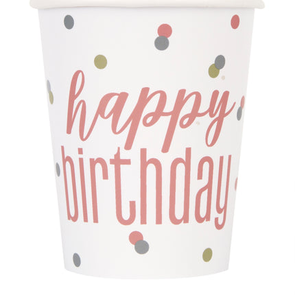 Vasos de papel Birthday Glitz Rose Gold 9oz, 8 unidades