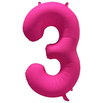 Globo Figura 3 Años Rosa Neón Vacío 86cm