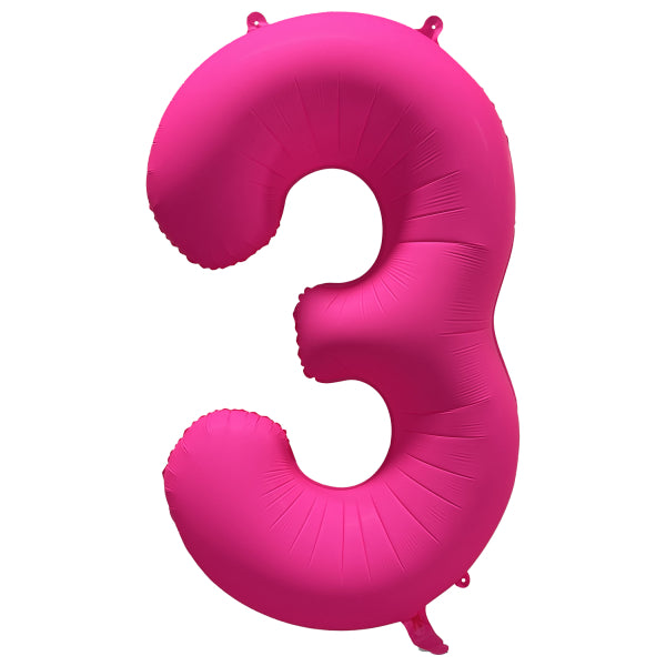 Globo Figura 3 Años Rosa Neón Vacío 86cm