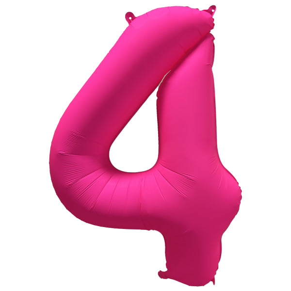 Globo Figura 4 Años Rosa Neón Vacío 86cm