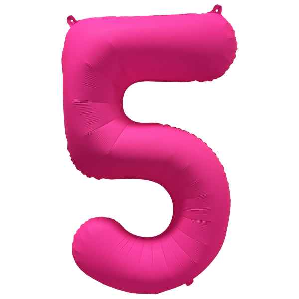 Globo Figura 5 Años Rosa Neón Vacío 86cm