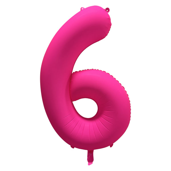 Globo Figura 6 Años Rosa Neón Vacío 86cm
