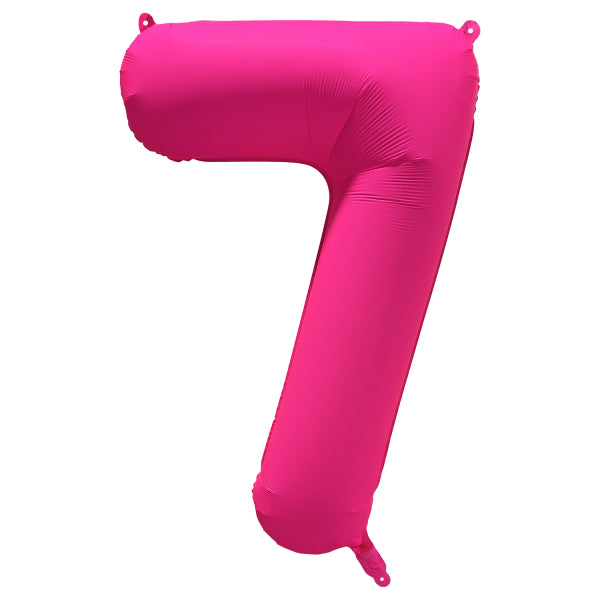 Globo Figura 7 Años Rosa Neón Vacío 86cm