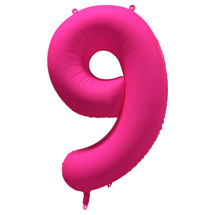 Globo Figura 9 Años Rosa Neón Vacío 86cm