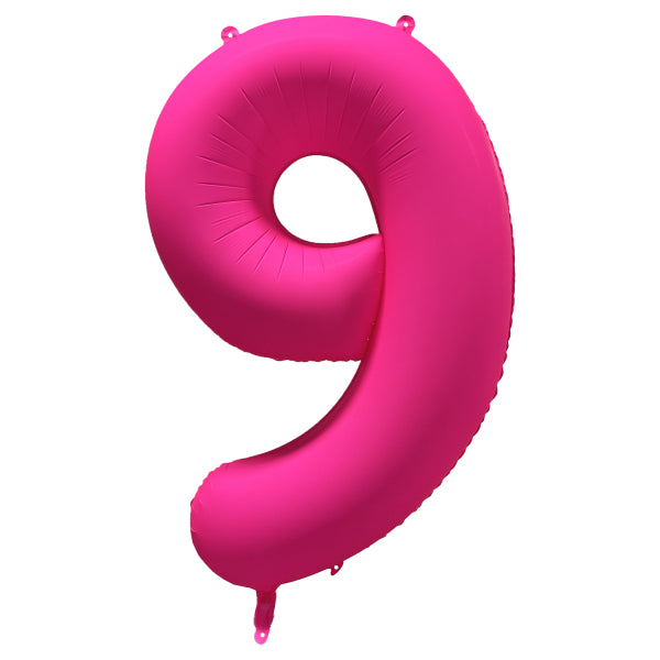Globo Figura 9 Años Rosa Neón Vacío 86cm