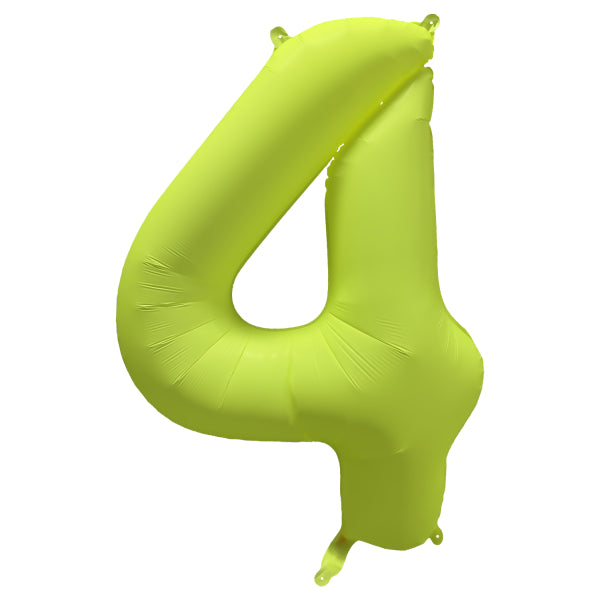 Globo Figura 4 Años Amarillo Neón Vacío 86cm