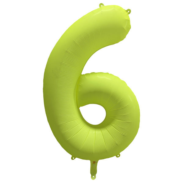 Globo Figura 6 Años Amarillo Neón Vacío 86cm