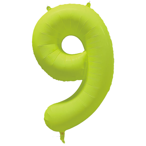 Globo Figura 9 Años Amarillo Neón Vacío 86cm