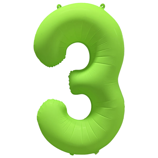 Globo Figura 3 Años Verde Neón Vacío 86cm