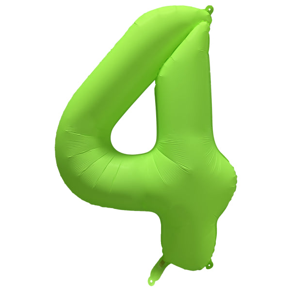 Globo Figura 4 Años Verde Neón Vacío 86cm