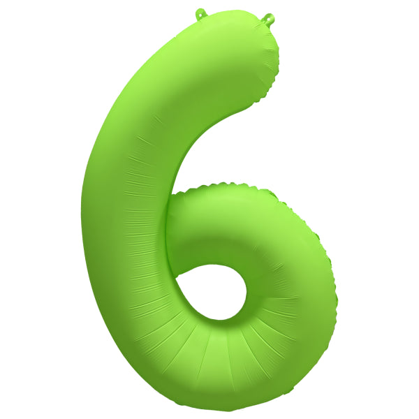 Globo Figura 6 Años Verde Neón Vacío 86cm