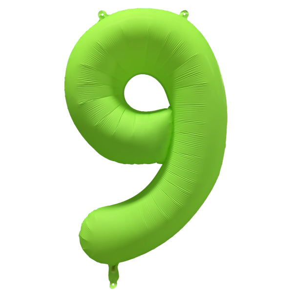 Globo Figura 9 Años Verde Neón Vacío 86cm