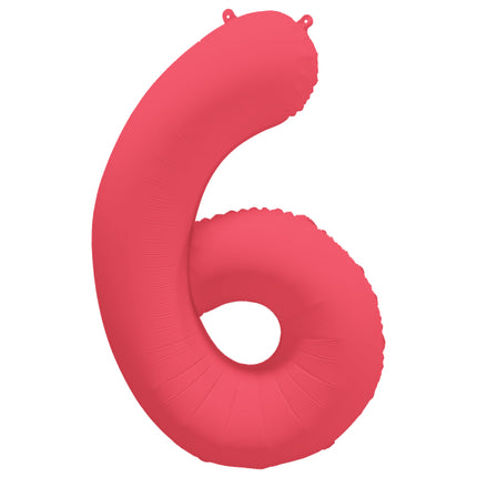 Globo Figura 6 Años Rojo Neón Vacío 86cm