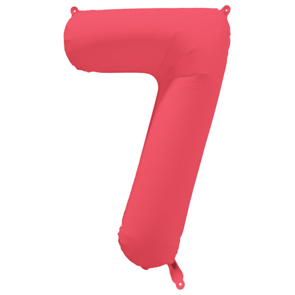 Figura 7 Años Globo Rojo Neón Vacío 86cm