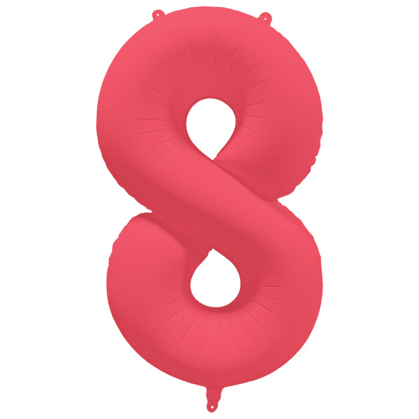 Globo Figura 8 Años Rojo Neón Vacío 86cm