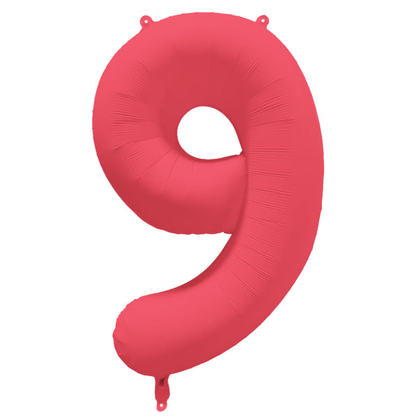 Globo Figura 9 Años Neón Rojo Vacío 86cm