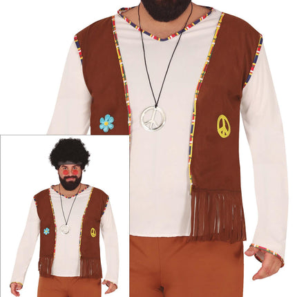 Disfraz Hippie 60S Marrón Blanco Hombre