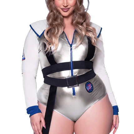 Traje Astronauta Blanco Plata Mujer Body Leg Avenue