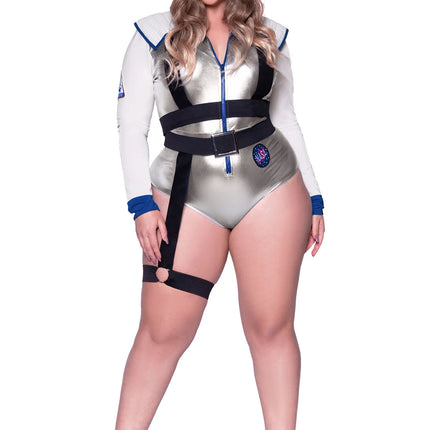 Traje Astronauta Blanco Plata Mujer Body Leg Avenue