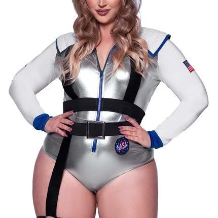 Traje Astronauta Blanco Plata Mujer Body Leg Avenue