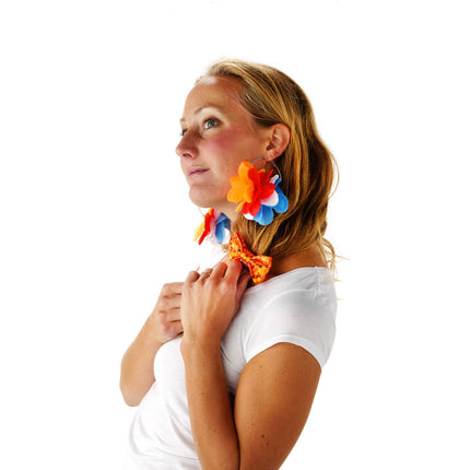 Pendientes Flor Naranja-Rojo-Blanco-Azul