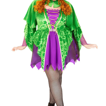 Vestido Bruja Morado Verde Señoras Leg Avenue