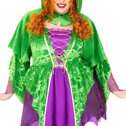 Vestido Bruja Morado Verde Señoras Leg Avenue
