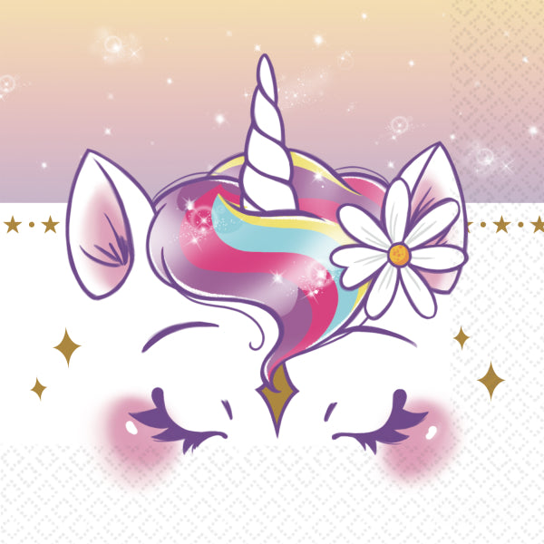 Servilletas Unicornio Colores 33cm 16uds